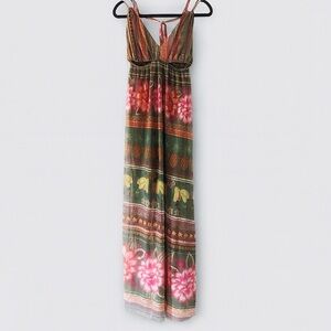 Bluesteel Bohemian Fresca Fruta Cut Outs Floral Maxi Dress Size Small